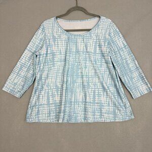 UV Skinz Shirt Womens XL UPF 50+ Sun Shirt Rash Guard‎ 3/4 Sleeve Blue White